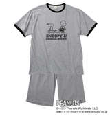PEANUTS 天竺リンガー半袖Tシャツ+ハーフパンツ ライトグレー