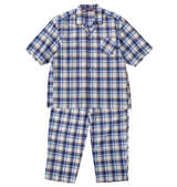 marie claire homme さらテックワッフルチェック半袖パジャマ ブルー