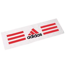 adidas スポーツタオル ホワイト×レッド