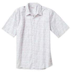 NEW THREE シャツ(半袖) ホワイト×ネイビー