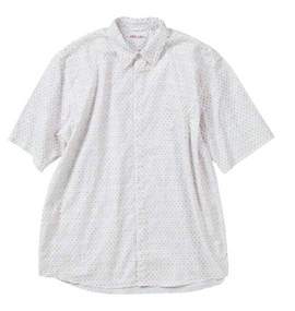 NEW THREE シャツ(半袖) ホワイト×ブラウン