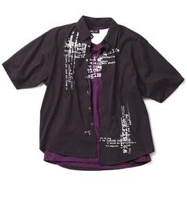 WILD LIFE シャツ+Tシャツ(半袖) ブラック×パープル