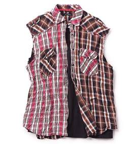 Armee Francaise ノースリーブシャツ+タンクセット レッド×ブラウン