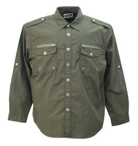 OUTDOOR PRODUCTS ドット釦シャツ カーキ