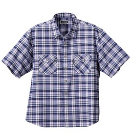 OUTDOOR PRODUCTS チェックシャツ(半袖) ネイビー×パープル