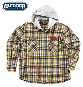 OUTDOOR PRODUCTS チェックネルシャツ イエロー系