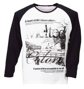 Pincponc ラグランTシャツ ホワイト×ブラック