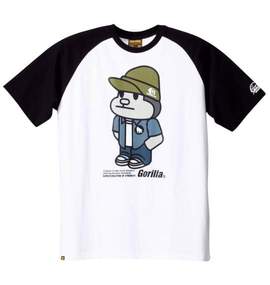 Gorilla ラグランTシャツ半袖 ホワイト×ブラック
