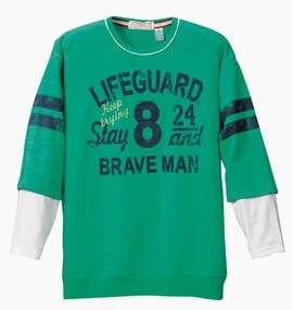 LIFE GUARD フェイクレイヤードトレーナー グリーン