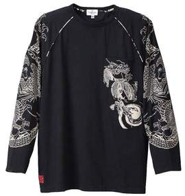絡繰魂 和柄ラグランTシャツ スミクロ