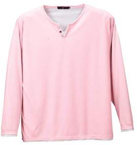 Pincponc フェイクヘンリーTシャツ ピンク