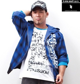 b-one-soul パーカー+ラグラン七分Tシャツ ブルー×ターコイズ