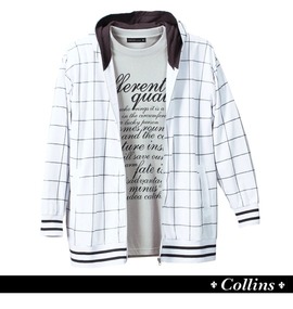 COLLINS パーカー+Tシャツ(半袖) ホワイト×ライトグレー