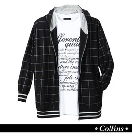 COLLINS パーカー+Tシャツ(半袖) ブラック×ホワイト