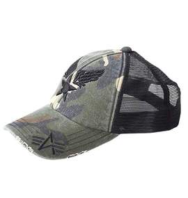 ALPHA INDUSTRIES ダメージ加工キャップ 迷彩柄×ブラック