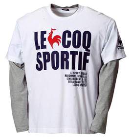 LE COQ SPORTIF フェイクレイヤードTシャツ ホワイト×モクグレー