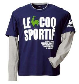 LE COQ SPORTIF フェイクレイヤードTシャツ ネイビー×モクグレー