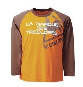 LE COQ SPORTIF ラグランTシャツ オレンジ×ブラウン