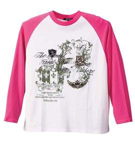 Mistletoe ラグランTシャツ ホワイト×ピンク