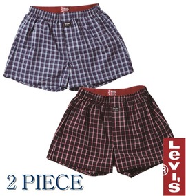 Levi's 2Pチェックトランクス ネイビー×ブラック