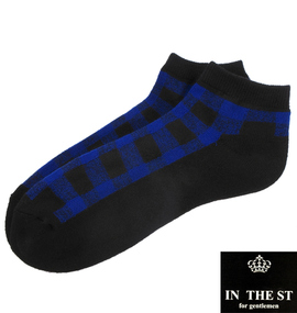  バッファローチェック柄ソックス ブルー×ブラック