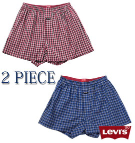 Levi's 2Pチェックトランクス レッド系×ブルー系