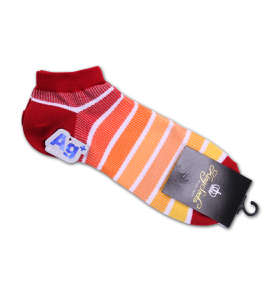  ボーダーアンクルソックス レッド