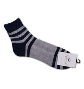  ボーダークォーターソックス グレー