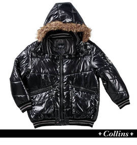COLLINS ファー付き中綿ジャケット ブラック