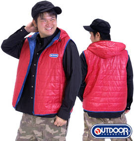 OUTDOOR PRODUCTS リバーシブル中綿ベスト レッド×ブルー