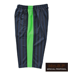 Mc.S.P ジャージ六分丈パンツ ネイビー×グリーン