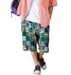 OUTDOOR PRODUCTS パッチワークハーフパンツ グリーン系