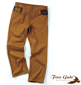 Free gate ジャガード切替ストレッチパンツ レンガ