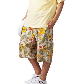 OUTDOOR PRODUCTS 綿麻フラワープリントハーフパンツ ベージュ