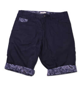 Timely Warning ペイズリー使いチノハーフパンツ ネイビー