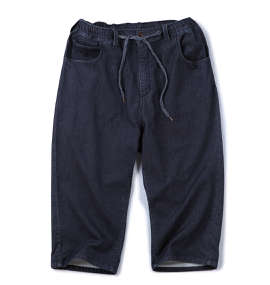 Free gate 裏毛ジャガードデニムクロップドパンツ ネイビー