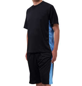 Mc.S.P 吸汗速乾半袖Tシャツ+ハーフパンツ ブラック×ターコイズ