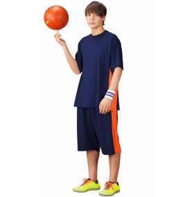 Mc.S.P 吸汗速乾半袖Tシャツ+ハーフパンツ ネイビー×オレンジ