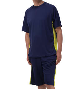 Mc.S.P 吸汗速乾半袖Tシャツ+ハーフパンツ ネイビー×ライム