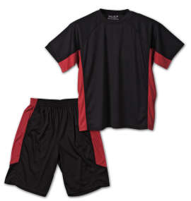 Mc.S.P 吸汗速乾半袖Tシャツ+ハーフパンツ ブラック×レッド