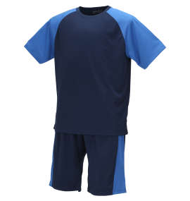 Mc.S.P 吸汗速乾半袖Tシャツ+ハーフパンツ ネイビー×ブルー