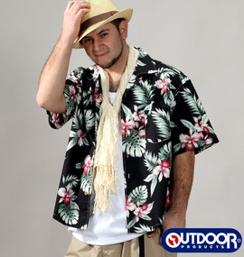 OUTDOOR PRODUCTS アロハシャツ ブラック系