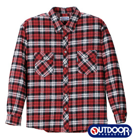 OUTDOOR PRODUCTS チェックシャツ レッド系