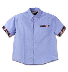 LOUXS UNION WORKS 花柄使いオックスB.D半袖シャツ サックス