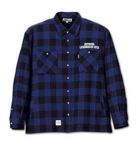 OUTDOOR PRODUCTS ブロックチェック長袖シャツジャケット ブルー