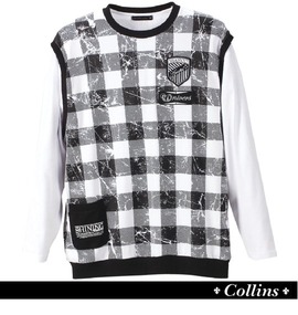 COLLINS フェイクベストTシャツ ブラック×ホワイト
