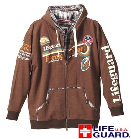 LIFE GUARD フルジップパーカー ブラウン