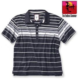 The Endless Summer ボーダーポロシャツ半袖 チャコール