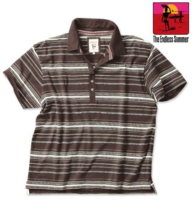 The Endless Summer ボーダーポロシャツ半袖 ブラウン