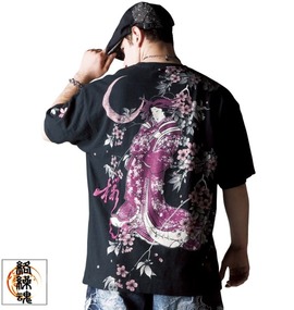 絡繰魂 和柄Tシャツ(半袖) スミクロ
